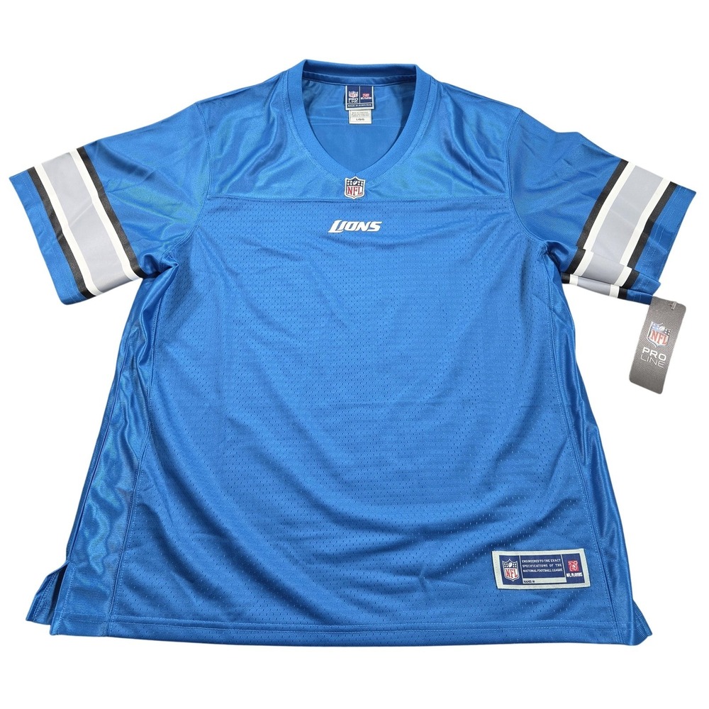 Detroit Lions Jersey Mens Large Blue Silver NFL Football NFL Pro Line Mesh Blank